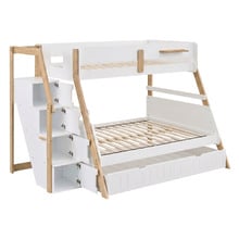 Ethan Single Over Double Bunk Bed with Staircase & Double Trundle